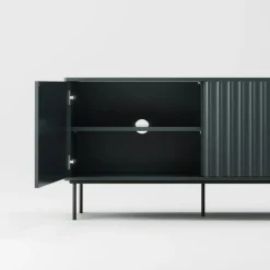 Wave Mediabänk 3D, Antracit / Toppskiva Betsad Ek