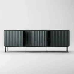 Wave Mediabänk 3D, Antracit / Toppskiva Betsad Ek