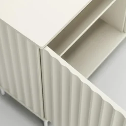 Wave Mediabänk 3D, Antracit / Toppskiva Betsad Ek