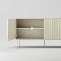 Wave Mediabänk 3D, Antracit / Toppskiva Betsad Ek