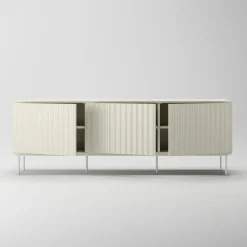 Wave Mediabänk 3D, Antracit / Toppskiva Betsad Ek