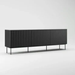 Wave Mediabänk 3D, Antracit / Toppskiva Betsad Ek