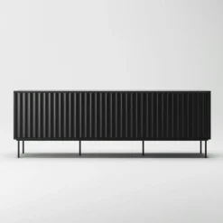 Wave Mediabänk 3D, Antracit / Toppskiva Betsad Ek