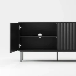 Wave Mediabänk 3D, Antracit / Toppskiva Betsad Ek