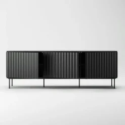 Wave Mediabänk 3D, Antracit / Toppskiva Betsad Ek