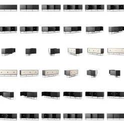 Wave Mediabänk 3D, Antracit / Toppskiva Betsad Ek