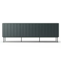 Wave Mediabänk 3D, Antracit / Toppskiva Betsad Ek