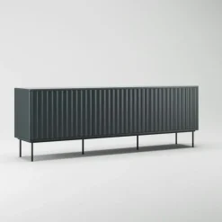 Wave Mediabänk 3D, Antracit / Toppskiva Betsad Ek