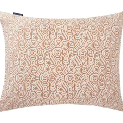 Wave Printed Cotton Sateen Örngott 50x90 cm, Terra