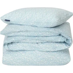 Wave Printed Cotton Sateen Bäddset 150x210 + 50x60 cm, Blå