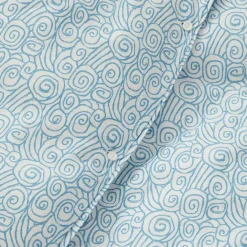 Wave Printed Cotton Sateen Bäddset 150x210 + 50x60 cm, Blå