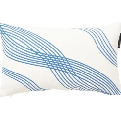 Waves Recycled Heavy Cotton Twill Kudde 30x50 cm, Vit/Blå