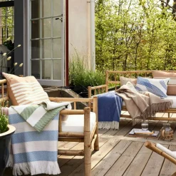 Lexington Plädar & Filtar-Waves Recycled Wool Jacquard Pläd 130x170 cm, Beige/Off-white