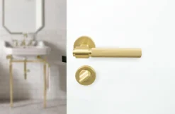 Beslag Design Knoppar & Dörrhandtag-WC Lås Euro Standard, Borstad Mässing