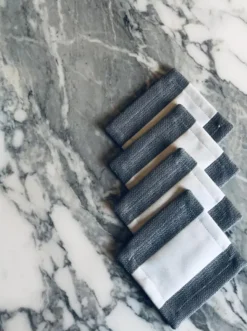 DIYTI Bordstabletter & Glasunderlägg-Wide Stripe Glasunderlägg 10x10 cm 4-pack, Marinblå