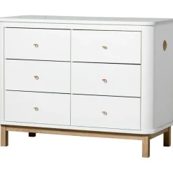 Wood Byrå 6 Lådor, Vit/Ek