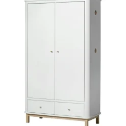 Barn Oliver Furniture Klädförvaring Barn-Wood Garderob med 2 Dörrar, Vit