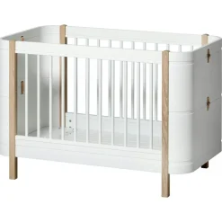 Wood Mini+ Cot Säng Inkl. Junior Kit, Vit/Ek