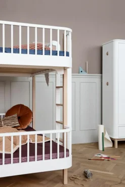 Barn Oliver Furniture Våningssängar|Barnsängar-Wood Original Våningssäng, Vit/Ek