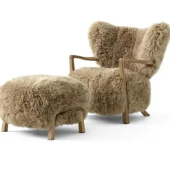 Wulff ATD2 Loungefåtölj + ATD3 Fotpall, Ek/ Sheepskin Honey