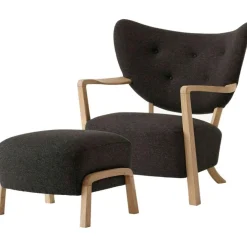 Wulff ATD2 Loungefåtölj + Fotpall, Ek/Sheepskin Moonlight
