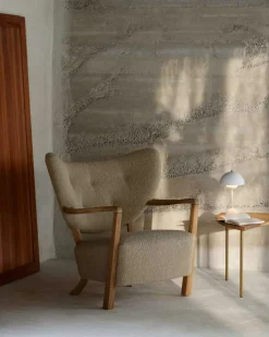 Wulff ATD2 Loungefåtölj + Fotpall, Ek/Sheepskin Moonlight