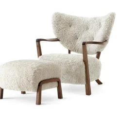 Wulff ATD2 Loungefåtölj + Fotpall, Ek/Sheepskin Moonlight